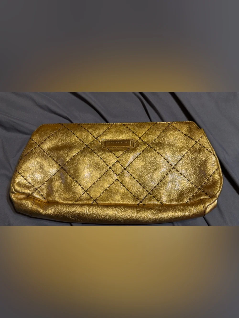 Isabella Fiore Gold Quilted Metallic Clutch
